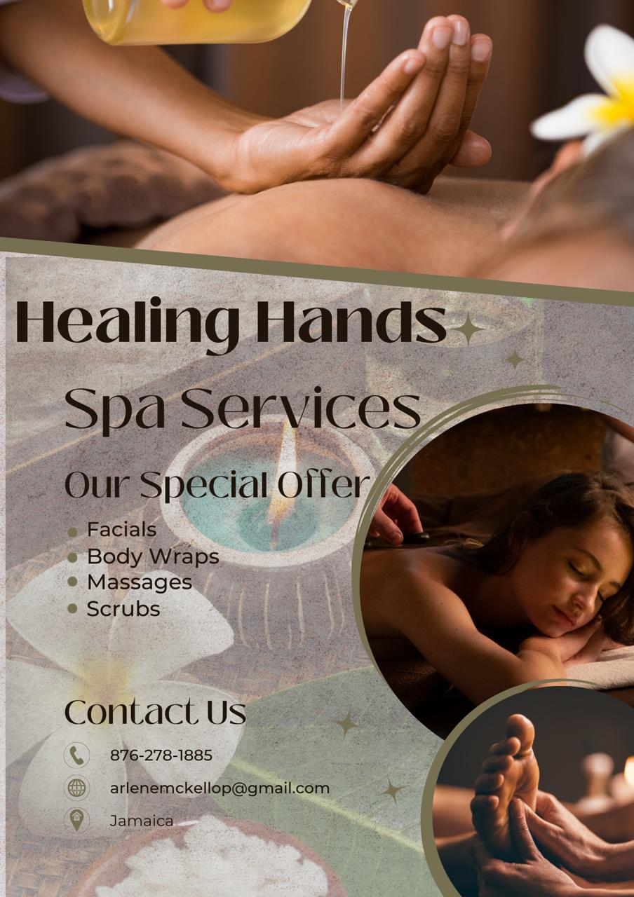 Healing Hands spa services promotional design