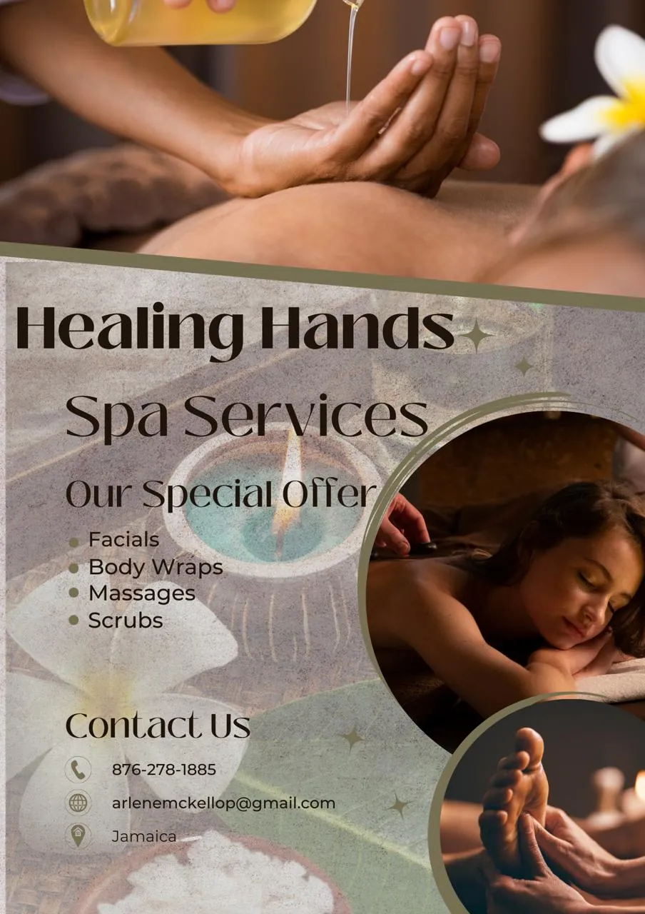Healing Hands spa services promotional design